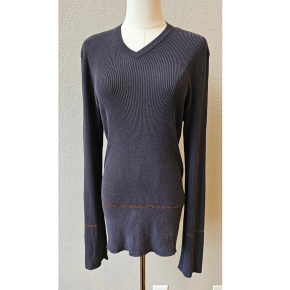 Dolce Gabbana Tunic V-Neck Ribbed Knit‎ Pullover Sweater Women 38 Medium - Picture 1 of 10